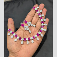 SNERA Silver Plated American Diamond Necklace Set