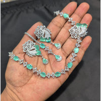SNERA Silver Plated American Diamond Necklace Set