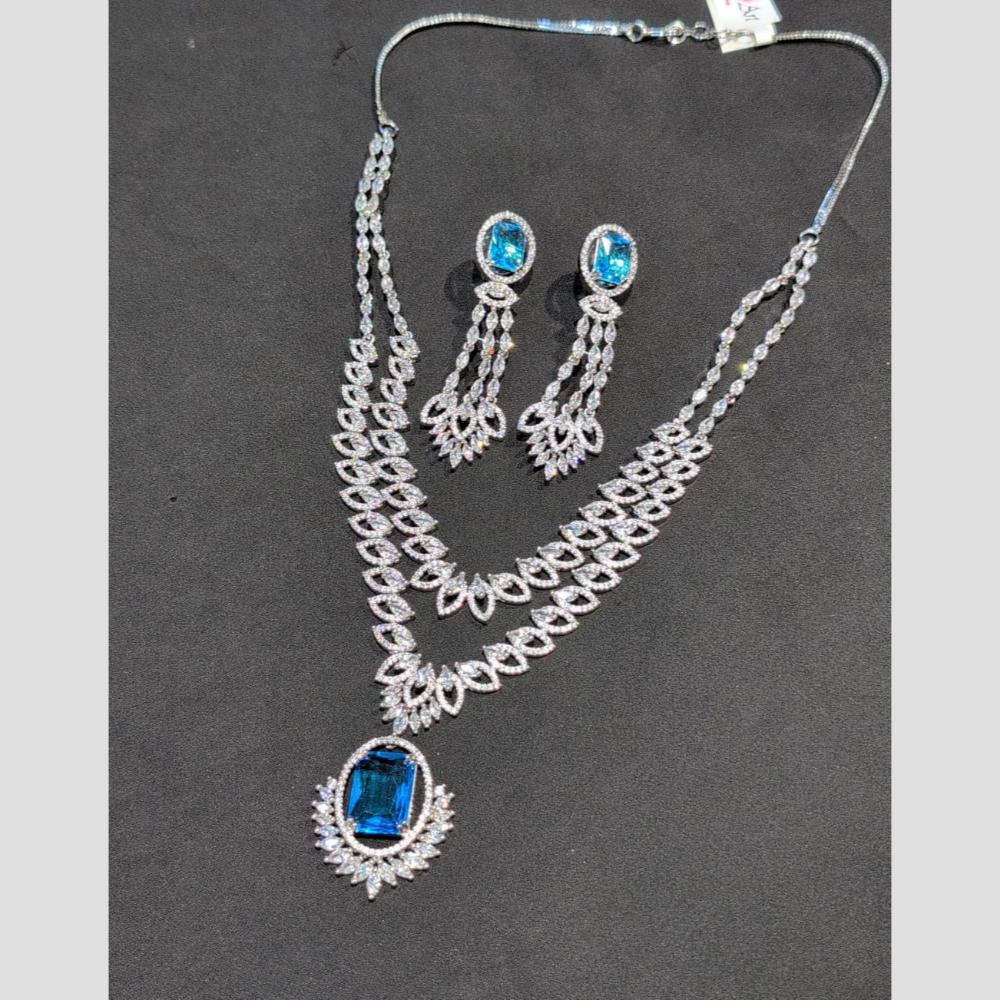 SNERA Silver Plated American Diamond Necklace Set