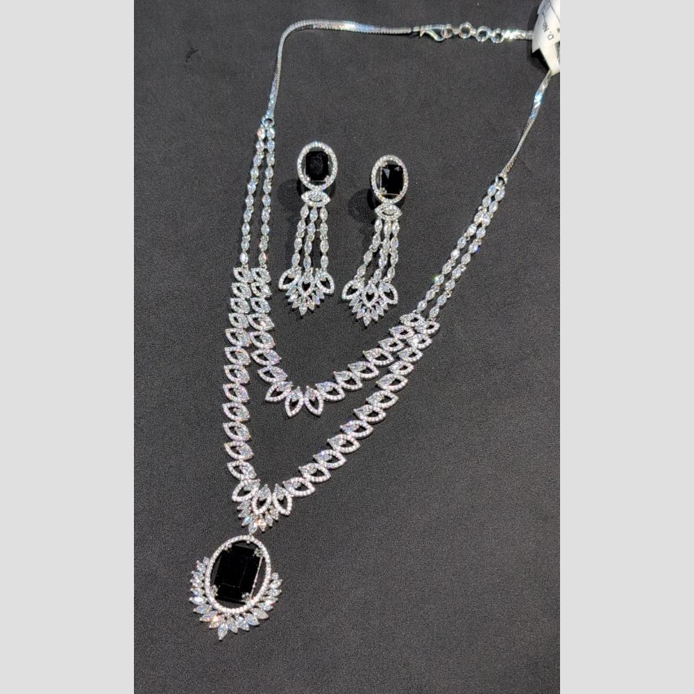 SNERA Silver Plated American Diamond Necklace Set