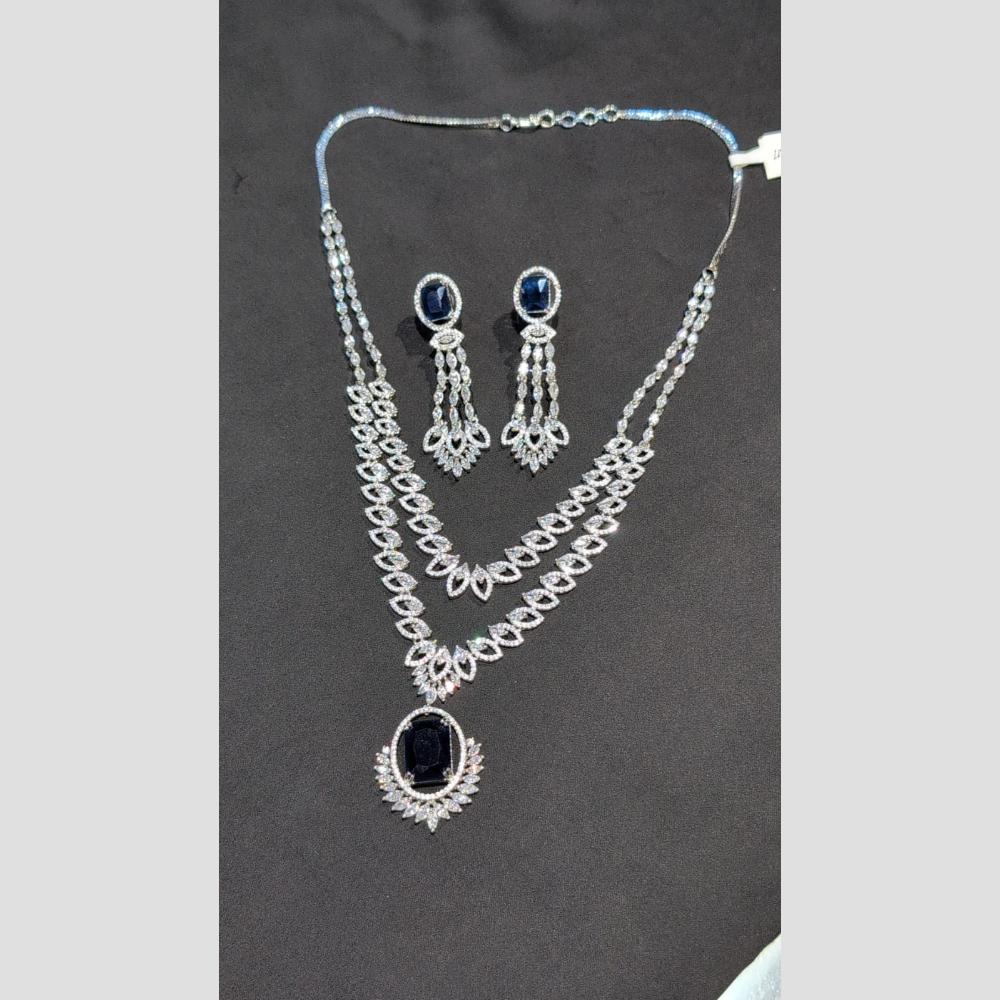 SNERA Silver Plated American Diamond Necklace Set