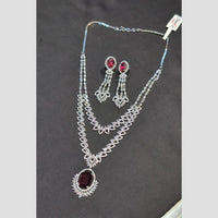 SNERA Silver Plated American Diamond Necklace Set