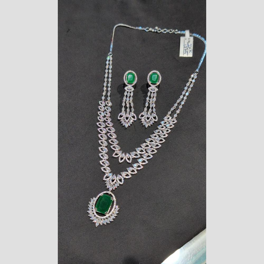 SNERA Silver Plated American Diamond Necklace Set
