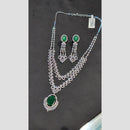 SNERA Silver Plated American Diamond Necklace Set