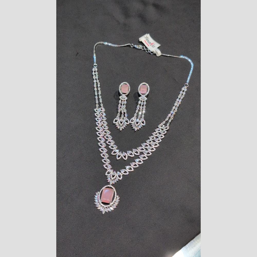 SNERA Silver Plated American Diamond Necklace Set