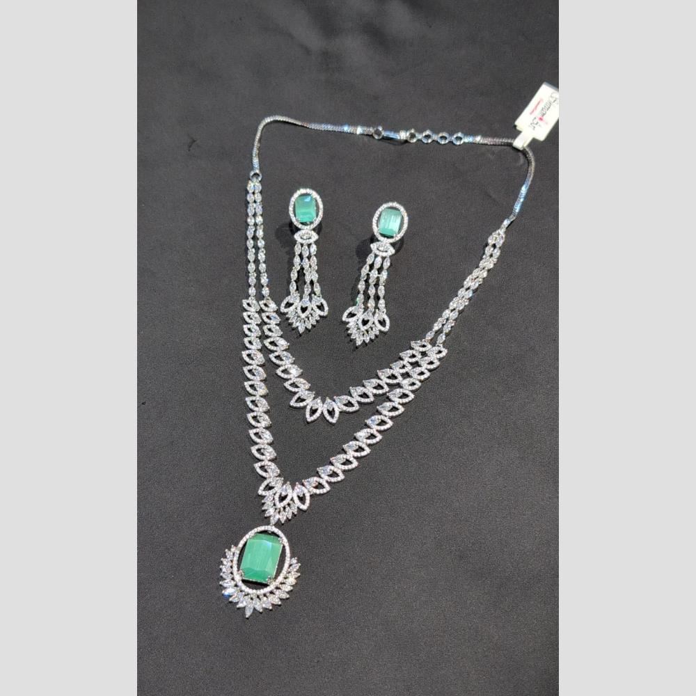 SNERA Silver Plated American Diamond Necklace Set