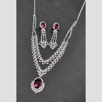 SNERA Silver Plated American Diamond Necklace Set