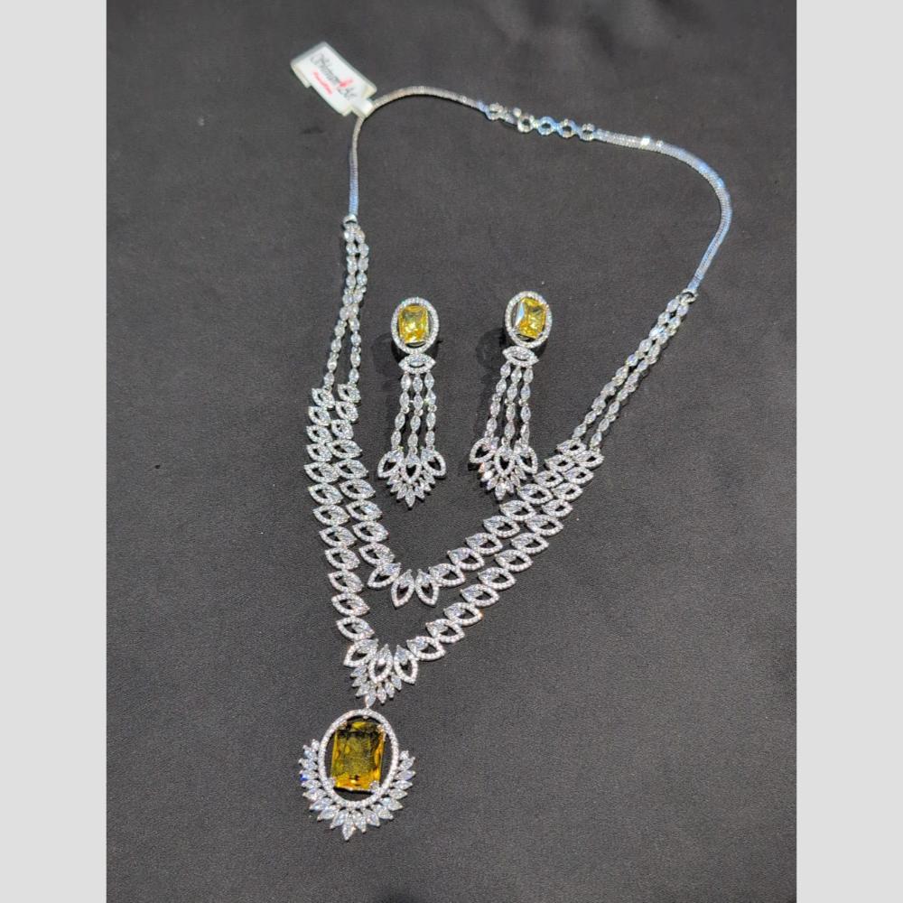 SNERA Silver Plated American Diamond Necklace Set