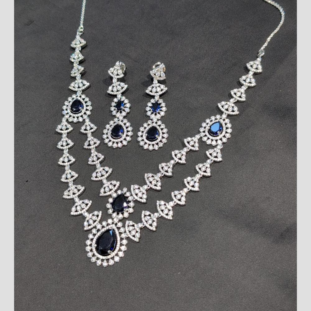 SNERA Silver Plated American Diamond Necklace Set