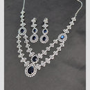 SNERA Silver Plated American Diamond Necklace Set