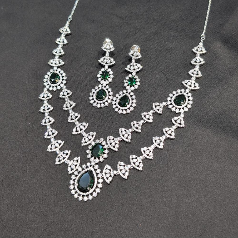 SNERA Silver Plated American Diamond Necklace Set