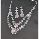 SNERA Silver Plated American Diamond Necklace Set
