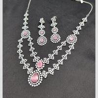 SNERA Silver Plated American Diamond Necklace Set