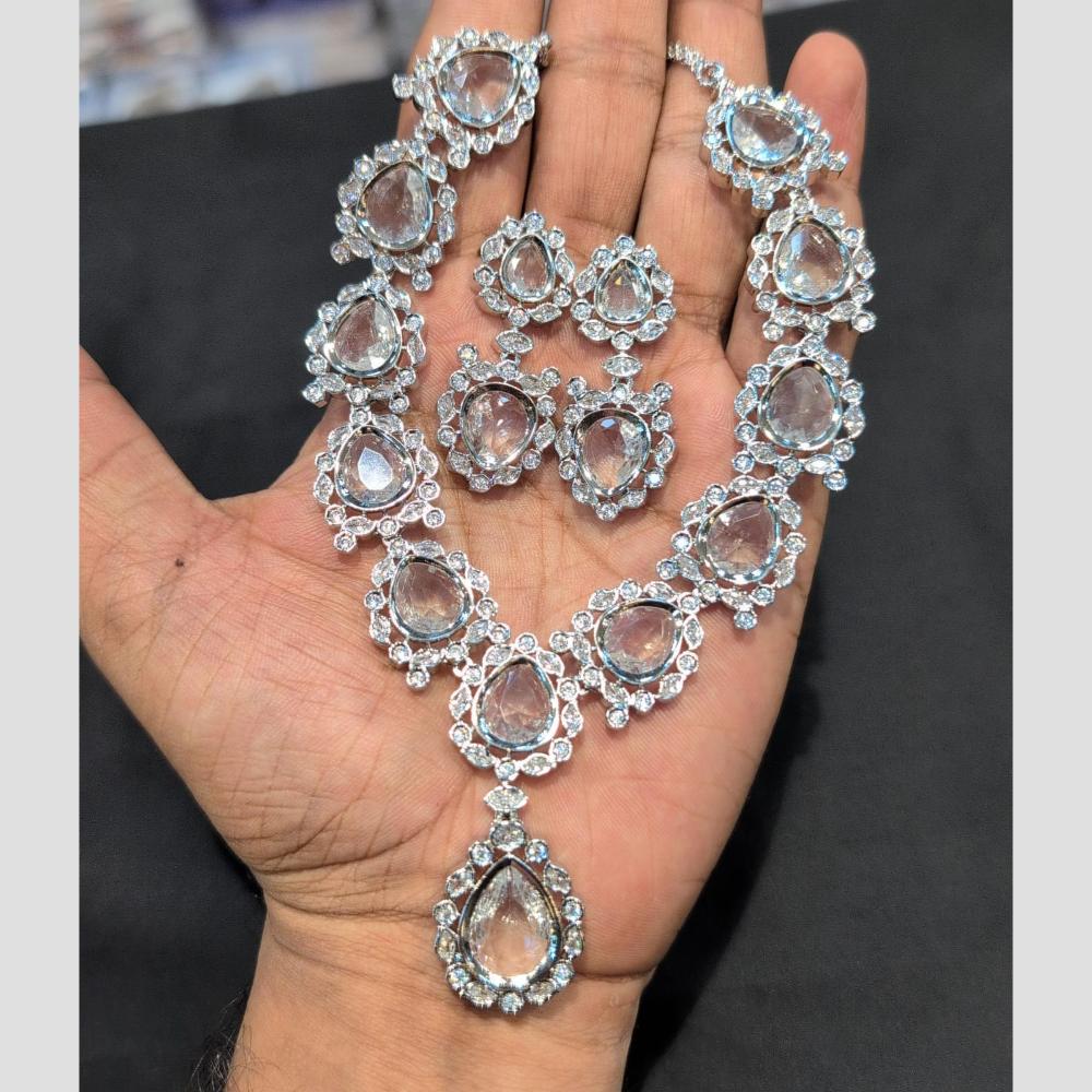 SNERA Silver Plated American Diamond Necklace Set