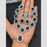 SNERA Silver Plated American Diamond Necklace Set