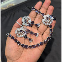 SNERA Silver Plated American Diamond Necklace Set