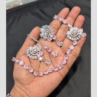 SNERA Silver Plated American Diamond Necklace Set