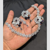 SNERA Silver Plated American Diamond Necklace Set