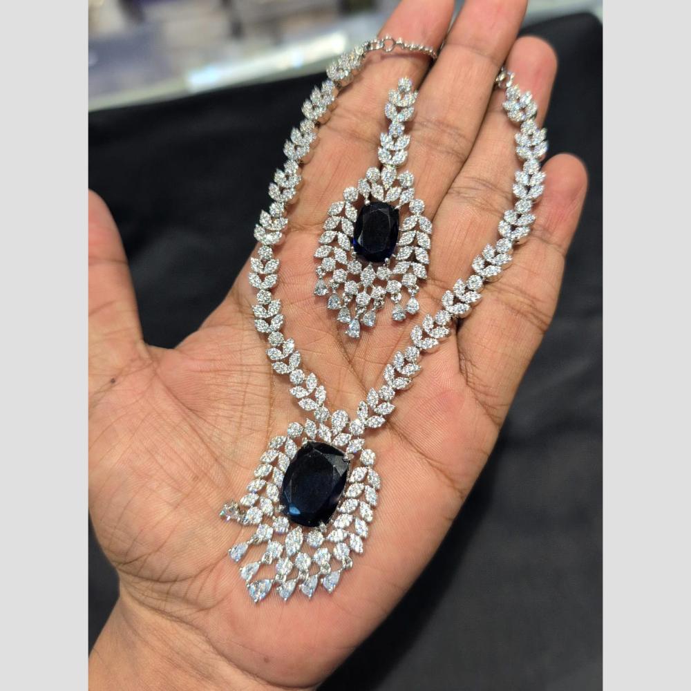 SNERA Silver Plated American Diamond Necklace Set
