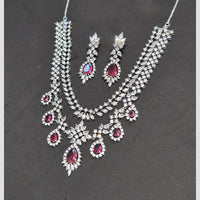 SNERA Silver Plated American Diamond Necklace Set