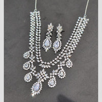 SNERA Silver Plated American Diamond Necklace Set