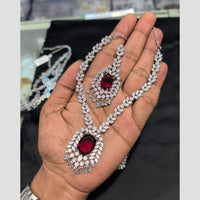 SNERA Silver Plated American Diamond Necklace Set