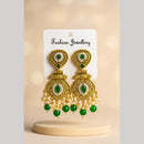 SNERA Gold Plated Pota Stone And Pearls Dangler Earrings