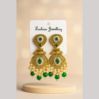 SNERA Gold Plated Pota Stone And Pearls Dangler Earrings