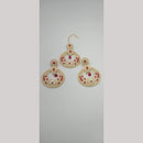 SNERA Gold Plated Kundan Stone Dangler Earrings With Mangtikka