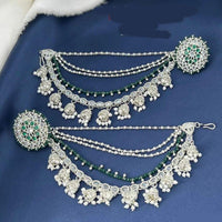 SNERA Silver Plated Crystal Stone And Pearls Studs Kanchain Earrings 