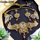 SNERA Gold Plated kundan And Pota Stone Pearls Choker Necklace Set 