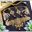 SNERA Gold Plated kundan And Pota Stone Pearls Choker Necklace Set 
