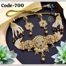 SNERA Gold Plated kundan And Pota Stone Pearls Choker Necklace Set 