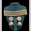 SNERA Gold Plated kundan Stone And Pearls Necklace Set 