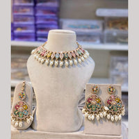 SNERA Gold Plated Crystal Stone And Pearls Choker Necklace Set 