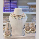 SNERA Gold Plated Crystal Stone And Pearls Choker Necklace Set