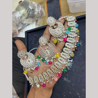 SNERA Silver Plated Crystal Stone And Beads Choker Necklace Set 