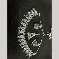 SNERA Silver Plated Crystal Stone And Pearls Choker Necklace Set 