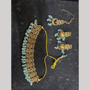 SNERA Silver Plated Crystal Stone And Pearls Choker Necklace Set 