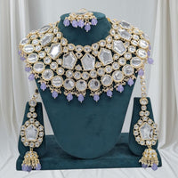 SNERA Gold Plated Kundan Stone And Beads Choker Necklace Set
