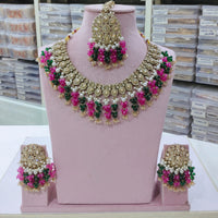 SNERA Gold Plated Crystal Stone And Beads Necklace Set