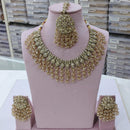 SNERA Gold Plated Crystal Stone And Beads Necklace Set
