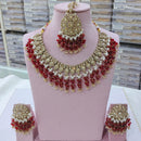 SNERA Gold Plated Crystal Stone And Beads Necklace Set
