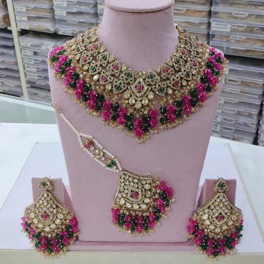 SNERA Gold Plated Crystal And Austrain Stone Beads Choker Necklace Set