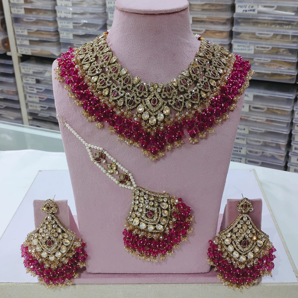 SNERA Gold Plated Crystal And Austrain Stone Beads Choker Necklace Set