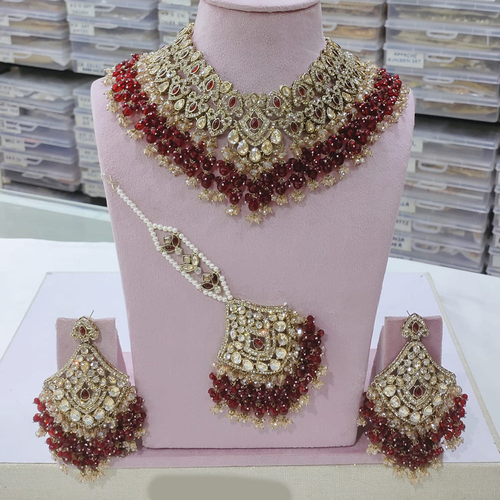 SNERA Gold Plated Crystal And Austrain Stone Beads Choker Necklace Set