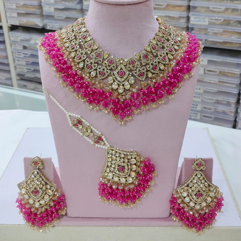 SNERA Gold Plated Crystal And Austrain Stone Beads Choker Necklace Set