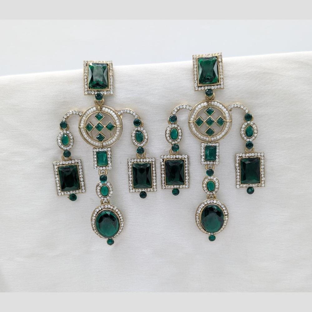 SNERA Gold Plated Austrian Stone And Pota Dangler Earrings