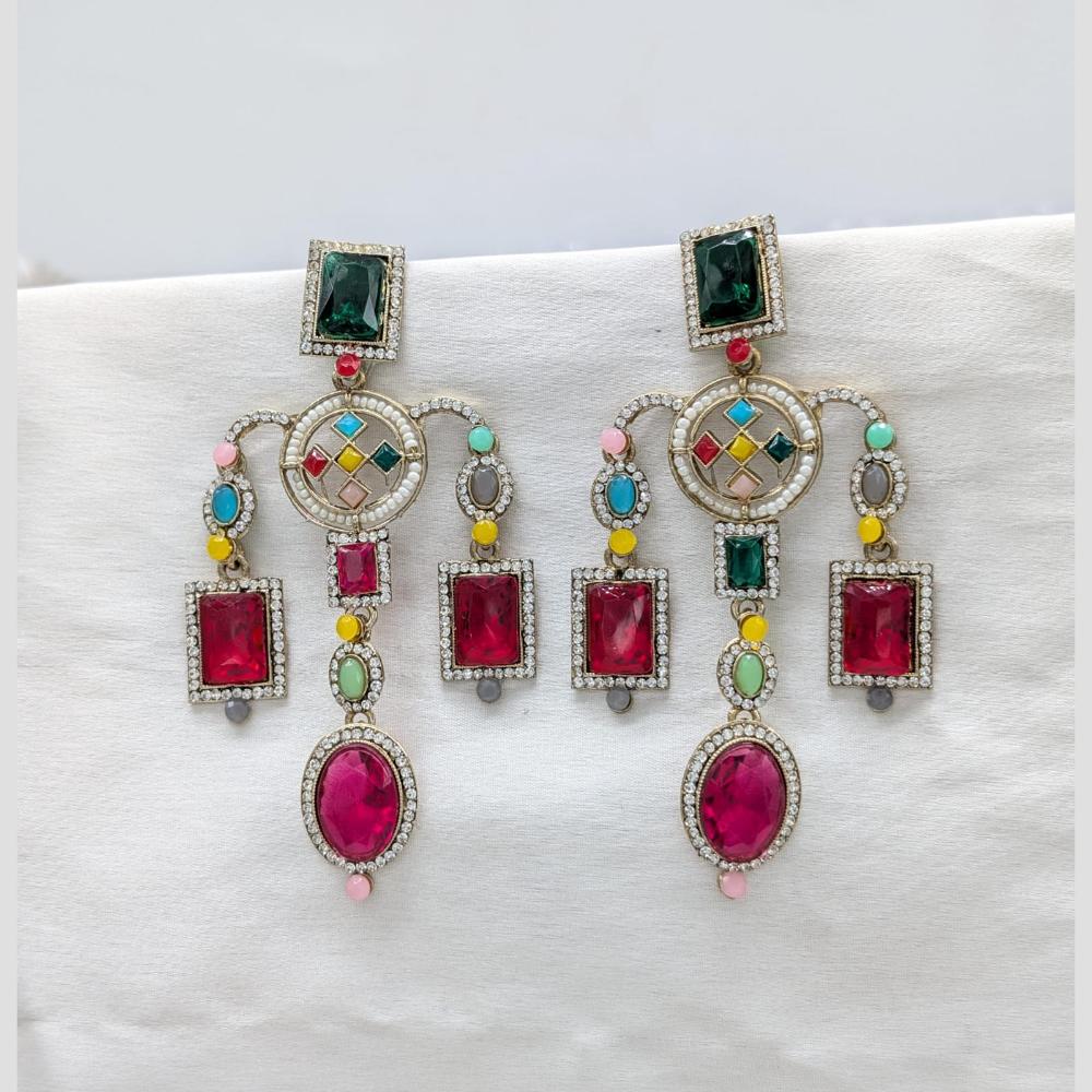 SNERA Gold Plated Austrian Stone And Pota Dangler Earrings