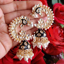 SNERA Gold Plated Kundan Stone And Pearl Jhumki Earrings